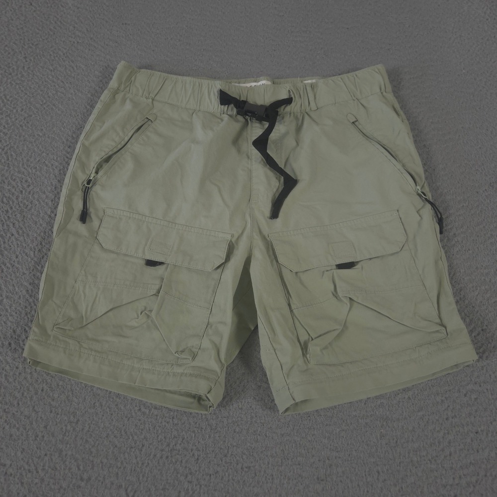 PacSun Shorts Mens Medium Green Relaxed Cargo Cotton Nylon Webbing Belt Utility